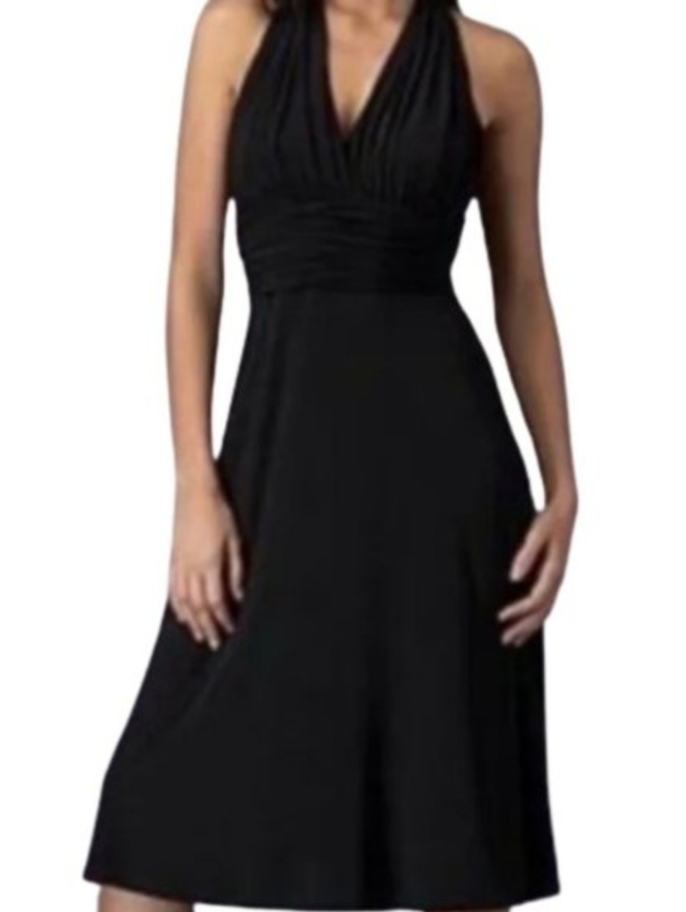 Black Halter Ties Dress Sexy Dinner Date LBD Marilyn Monroe Backless Party Event